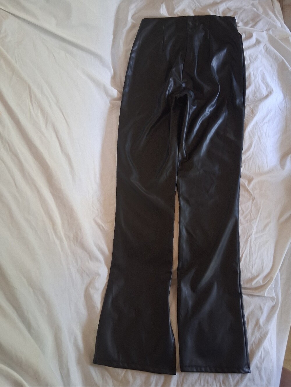 Divided by H&M Vegan Leather Black Size Small Flared Slit Pants NWT Goth
